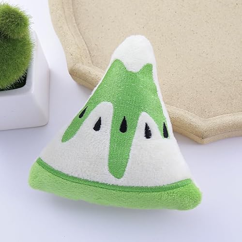 DAFORERAL Plüsch-Frucht-Hundespielzeug, Dreiecks-Kristall-Polyester-Kauspielzeug für kleine Hunde und Katzen, weiches quietschendes Haustierspielzeug zum Zahnen und Spielen, 14 × 14 cm (Beige) von DAFORERAL