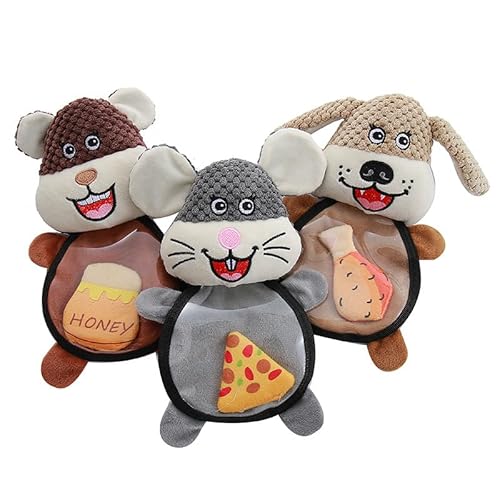 DAFORERAL Plüsch-Haustierspielzeug, niedliches Tierdesign für Hunde und Katzen, interaktives Kau- und Komfortspielzeug, 17 x 26 cm, weicher Maissamt & PP-Baumwolle (Beige) von DAFORERAL
