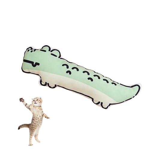 DAFORERAL Plüsch-Katzenminze-Fischspielzeug mit Knisterpapier, 21 x 6,5 cm, realistisches Design, Katzenspielzeug für Solo-Spiel und Langeweile (grün) von DAFORERAL