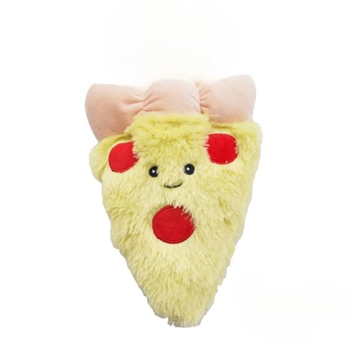 DAFORERAL Plüsch-Kauspielzeug für Hunde, quietschendes Knistergeräusch, Lebensmittelform, Spielzeug für kleine, mittelgroße Hunde, weich, bissfest, Welpen-Zahnspielzeug (Pizza) von DAFORERAL
