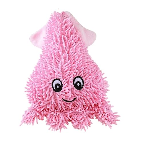 DAFORERAL Plüsch-Oktopus-Hundespielzeug, 23 x 17 cm, quietschendes Knister-Kauspielzeug für Hunde, weich, langlebig, Tierform zum Beißen und interaktives Spielen (Rosa) von DAFORERAL