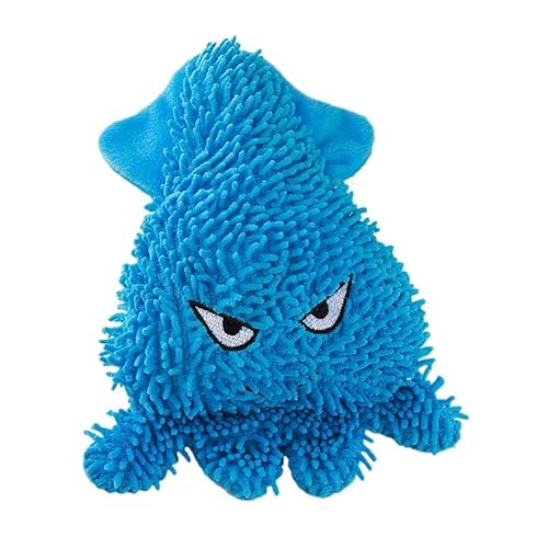 DAFORERAL Plüsch-Oktopus-Hundespielzeug, 23 x 17 cm, quietschendes Knister-Kauspielzeug für Hunde, weich, langlebig, Tierform zum Beißen und interaktives Spielen (blau) von DAFORERAL