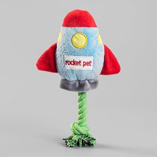 DAFORERAL Plüsch-Raketen-Hundespielzeug mit Quietscher und Seilknoten, langlebiges Kauspielzeug für kleine und mittelgroße Hunde, interaktives Haustierspielzeug für Langeweile und Spielzeit (blau) DAFORERAL Plüsch-Raketen-Hundespielzeug mit Quietscher und Seilknoten, langlebiges Kauspielzeug für kleine und mittelgroße Hunde, interaktives Haustierspielzeug für Langeweile und Spielzeit (blau) von DAFORERAL
