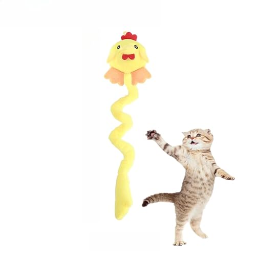 DAFORERAL Plüschtier Katzenspielzeug mit Knisterschwanz, 43 cm lang, hängendes Spielspielzeug mit Memory-Schaum-Füllung, interaktiver Teaser für Indoor-Katzen (Gelb) von DAFORERAL