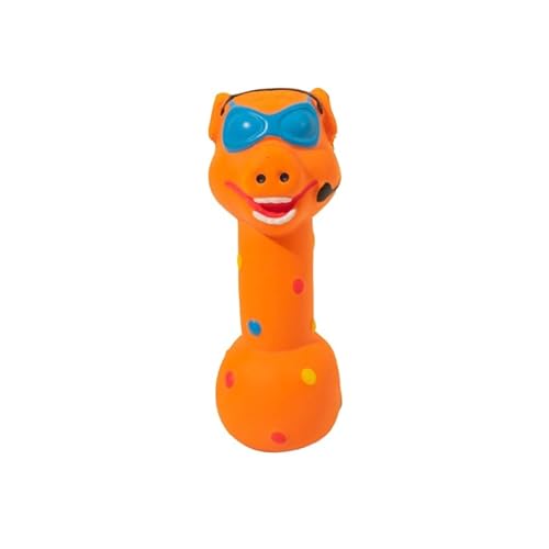 DAFORERAL Quietschende Tierhantel für Hunde, langlebiges Latex-Kauspielzeug mit lustigem Geräusch, Zahnreinigungstrainingsspiel für kleine und mittelgroße Rassen (Orange) von DAFORERAL