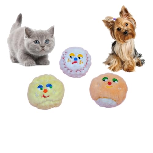 DAFORERAL Quietschender Plüsch-Hundeball, kleines federndes Geräuschspielzeug für Hunde, weicher Kauball, 3er-Pack für interaktives Spielen im Innenbereich, 3 Stück von DAFORERAL