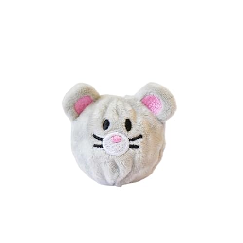 DAFORERAL Quietschender Plüschball für Hunde, federnder TPR-Kern mit Schwein, Kaninchen, Maus, Welpengesichter, interaktives Haustierspielzeug zum Jagen und Kauen (kleine Maus) von DAFORERAL