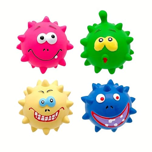 DAFORERAL Quietschender Stachelball aus Latex für Welpen, Hundespielzeug, Ball für Hunde, Kauspielzeug, interaktives Spielzeug für kleine und mittelgroße Hunde, 4 Stück DAFORERAL Quietschender Stachelball aus Latex für Welpen, Hundespielzeug, Ball für Hunde, Kauspielzeug, interaktives Spielzeug für kleine und mittelgroße Hunde, 4 Stück von DAFORERAL