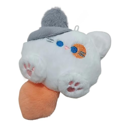 DAFORERAL Quietschendes Cartoon-Plüsch-Haustierspielzeug für Katzen und Hunde, interaktives Spielen und Training, ideal für alle Rassen, Katzenzubehör Spielzeug (Weiß Orange) von DAFORERAL