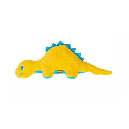 DAFORERAL Quietschendes Dinosaurier-Hundespielzeug, Plüsch-Kauspielzeug für kleine und mittelgroße Hunde mit BB-Quietscher und Knistergeräusch (Gelb (30 x 11 cm) von DAFORERAL