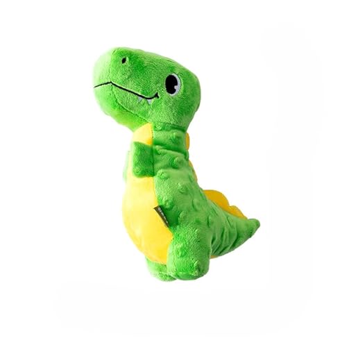 DAFORERAL Quietschendes Dinosaurier-Hundespielzeug, Plüsch-Kauspielzeug für kleine und mittelgroße Hunde mit BB-Quietscher und Knistergeräusch (Grün (21,5 x 12 cm) von DAFORERAL