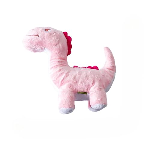 DAFORERAL Quietschendes Dinosaurier-Hundespielzeug, Plüsch-Kauspielzeug für kleine und mittelgroße Hunde mit BB-Quietscher und Knistergeräusch (Rosa (20 x 21 cm) von DAFORERAL