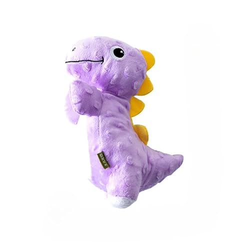 DAFORERAL Quietschendes Dinosaurier-Hundespielzeug, Plüsch-Kauspielzeug für kleine und mittelgroße Hunde mit BB-Quietscher und Knistergeräusch (lila (20 x 14,8 cm) von DAFORERAL