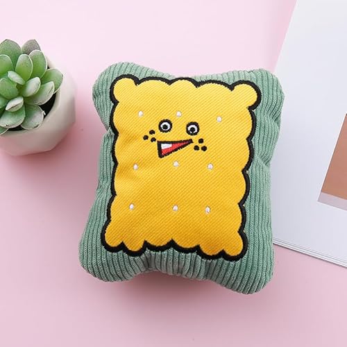 DAFORERAL Quietschendes Hundespielzeug, Kordsamt-Plüsch-Kauspielzeug für Haustiere, langlebiges interaktives Zahnreinigungs-Spielzeug, drei niedliche Designs erhältlich (Brot, Spiegelei, Keks), 15 x von DAFORERAL