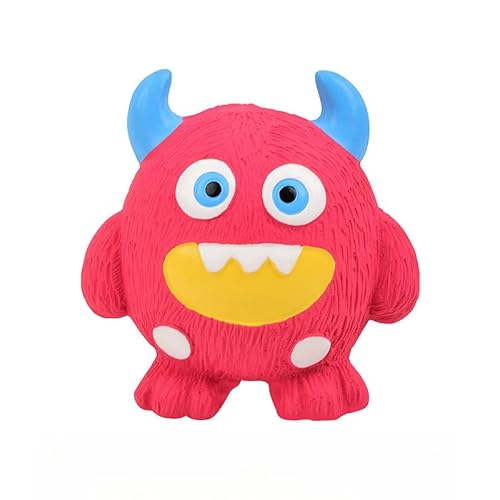 DAFORERAL Quietschendes Hundespielzeug aus Latex, 9 x 9 cm, einäugiges Monster-Design zum Kauen und Trainieren, sicheres bissfestes Spielzeug für Zahnpflege und interaktives Spielen (Rosarot) von DAFORERAL