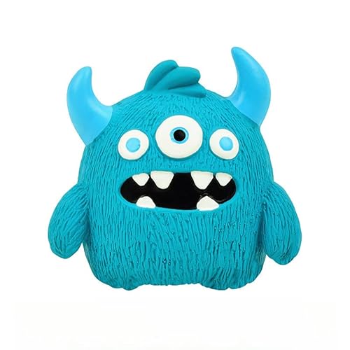 DAFORERAL Quietschendes Hundespielzeug aus Latex, 9 x 9 cm, einäugiges Monster-Design zum Kauen und Trainieren, sicheres bissfestes Spielzeug für Zahnpflege und interaktives Spielen (blau) von DAFORERAL