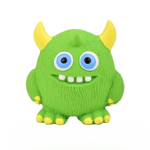 DAFORERAL Quietschendes Hundespielzeug aus Latex, 9 x 9 cm, einäugiges Monster-Design zum Kauen und Trainieren, sicheres bissfestes Spielzeug für Zahnpflege und interaktives Spielen (grün) von DAFORERAL