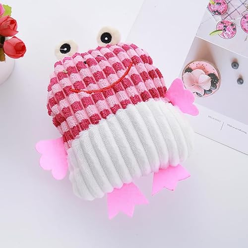 DAFORERAL Quietschendes Regenbogen-Frosch-Hundespielzeug, Plüsch-Kauspielzeug für Hunde und Katzen, strukturiertes Mais-Fleece mit Stickerei, Zahnreinigung, weiches Spielzeug, 21 × 22 cm (Rosa) von DAFORERAL