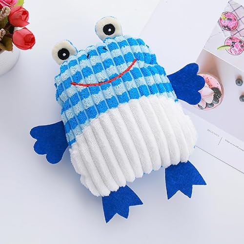 DAFORERAL Quietschendes Regenbogen-Frosch-Hundespielzeug, Plüsch-Kauspielzeug für Hunde und Katzen, strukturiertes Mais-Fleece mit Stickerei, Zahnreinigung, weiches Spielzeug, 21 × 22 cm (blau) von DAFORERAL