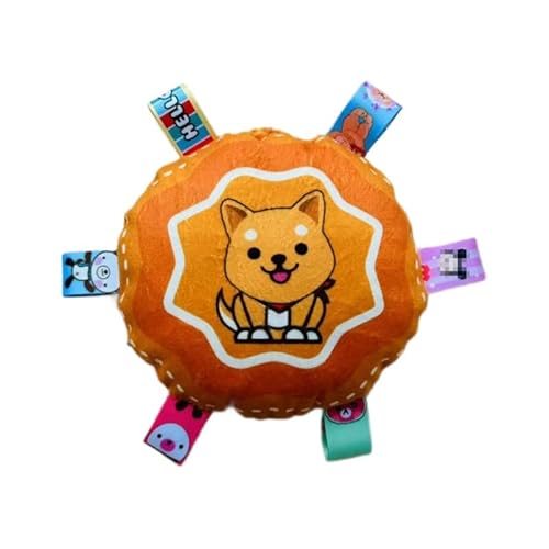 DAFORERAL Quietschendes rundes Hundespielzeug aus Plüsch, langlebiges Kauspielzeug für kleine Hunde, weiches Material mit Glockenklang, interaktives flaches Wurfspielzeug für das tägliche Spielen von DAFORERAL