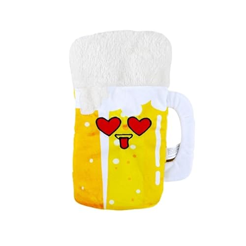 DAFORERAL Quietschendes und knisterndes Plüsch-Hundespielzeug für den Sommer, Kau- und Zahnreinigung, interaktives Spielzeug für kleine und große Hunde, mehrere lustige Designs (Bier) von DAFORERAL