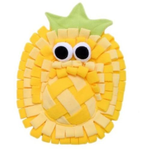 DAFORERAL Schnüffelmatte in Fruchtform für Haustiere, Futtermatte mit Knisterpapier für Hunde, Kaninchen, Meerschweinchen, weiches Plüsch-Anreicherungsspielzeug für Stressabbau (Ananas) von DAFORERAL