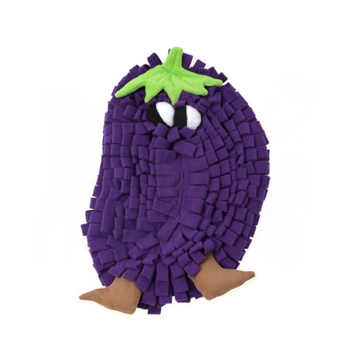 DAFORERAL Schnüffelmatte in Gemüseform für Hunde, lustiges langsames Füttern, mit Knisterpapier und Quietscher, interaktives Nasenarbeitsspielzeug für Langeweile, 50 x 40 cm (Aubergine) von DAFORERAL