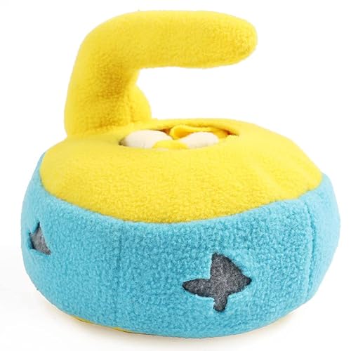 DAFORERAL Schnüffelspielzeug für Hunde mit Lockenstein-Form, 17 x 17,8 x 17,8 cm, interaktiver Leckerli-Spender für geistige Stimulation, Kauen, Quietschspiel und Bonding-Spaß (blau) von DAFORERAL