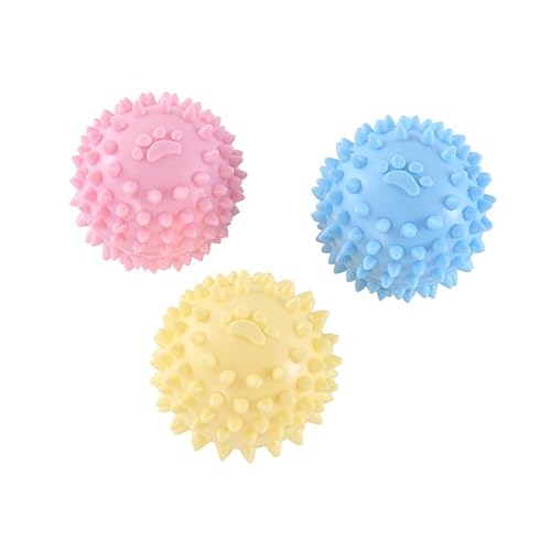 DAFORERAL Super langlebiger Kauball für Hunde und Katzen – Zahnreinigung & Trainingsspielzeug – kein Quietschen, 3er-Pack (6 cm) von DAFORERAL