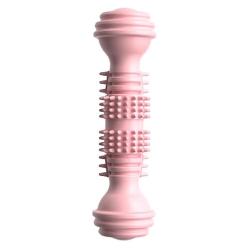DAFORERAL TPR Hundekauspielzeug Hantel Form, Zahnreinigung Hundezahnbürste für aggressive Kauer, Wiederverwendbarer kleiner Haustier Dental Chewing Stick (Rosa) von DAFORERAL