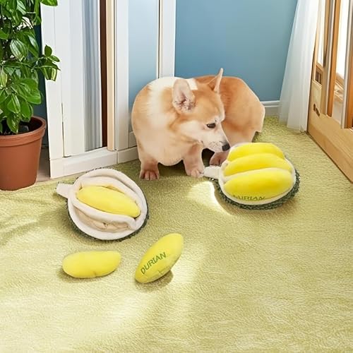 Durian Hunde-Puzzle-Spielzeug, interaktives weiches Plüsch-Kauspielzeug mit Sound, geometrisches Cartoon-Muster, strapazierfähiger Stoff, geeignet für alle Hunderassen, Haustierschnüffeln und Durian Hunde-Puzzle-Spielzeug, interaktives weiches Plüsch-Kauspielzeug mit Sound, geometrisches Cartoon-Muster, strapazierfähiger Stoff, geeignet für alle Hunderassen, Haustierschnüffeln und von DAFORERAL