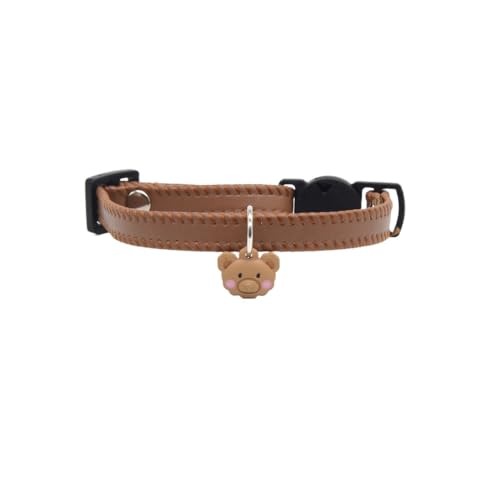 Hundehalsband aus weichem Leder, leichte, dekorative Halskette für Katzen und kleine Hunde, niedlicher Bären-Charm, Sicherheits- oder Standard-Schnalle, 3 Kaffee-Standardschnalle, L (verstellbar 25–35 Hundehalsband aus weichem Leder, leichte, dekorative Halskette für Katzen und kleine Hunde, niedlicher Bären-Charm, Sicherheits- oder Standard-Schnalle, 3 Kaffee-Standardschnalle, L (verstellbar 25–35 von DAFORERAL