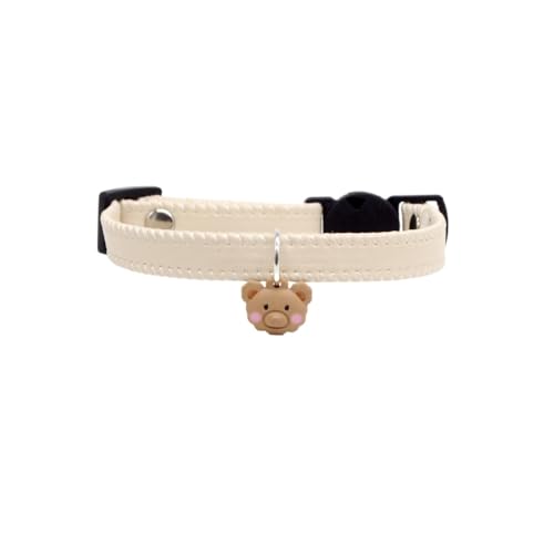 Hundehalsband aus weichem Leder, leichte, dekorative Halskette für Katzen und kleine Hunde, niedlicher Bären-Charm, Sicherheits- oder Standard-Schnalle, 3 Milchweiß, Standard-Schnalle, L (verstellbar Hundehalsband aus weichem Leder, leichte, dekorative Halskette für Katzen und kleine Hunde, niedlicher Bären-Charm, Sicherheits- oder Standard-Schnalle, 3 Milchweiß, Standard-Schnalle, L (verstellbar von DAFORERAL