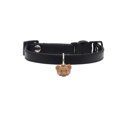 Hundehalsband aus weichem Leder, leichte, dekorative Halskette für Katzen und kleine Hunde, niedlicher Bären-Charm, Sicherheits- oder Standard-Schnalle, 3 schwarze Standardschnalle, L (verstellbar 25 Hundehalsband aus weichem Leder, leichte, dekorative Halskette für Katzen und kleine Hunde, niedlicher Bären-Charm, Sicherheits- oder Standard-Schnalle, 3 schwarze Standardschnalle, L (verstellbar 25 von DAFORERAL