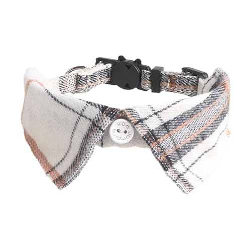 Kariertes Katzenhalsband mit Fliege, verstellbare Größe 18–28 cm, handgefertigte Nähte, Anti-Erstickungs-Sicherheitsschnalle (A09) von DAFORERAL
