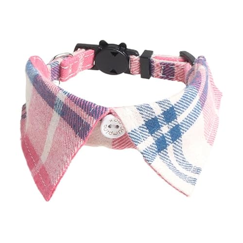 Kariertes Katzenhalsband mit Fliege, verstellbare Größe 18–28 cm, handgefertigte Nähte, Anti-Erstickungs-Sicherheitsschnalle (A10) von DAFORERAL