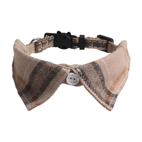 Kariertes Katzenhalsband mit Fliege, verstellbare Größe 18–28 cm, handgefertigte Nähte, Anti-Erstickungs-Sicherheitsschnalle (A13) von DAFORERAL