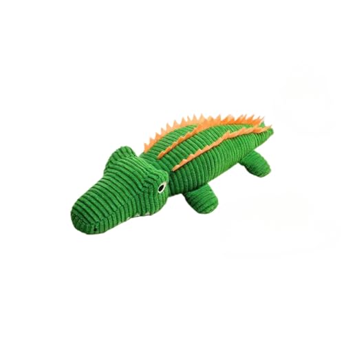 Langlebiges Krokodil-Plüsch-Hundespielzeug mit Quietscher, gestreiftes Fleece-Kauspielzeug für Zahnreinigung und interaktives Spielen (Hellgrün) von DAFORERAL