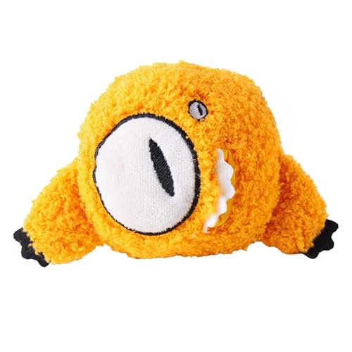 Leckerli-Dosierspielzeug, einäugiges Monster-Design, quietschendes Crinkle-Interaktives Kauspielzeug für kleine mittelgroße Hunde, verstecken Sie Futter-Puzzle-Spielen (Gelb) von DAFORERAL