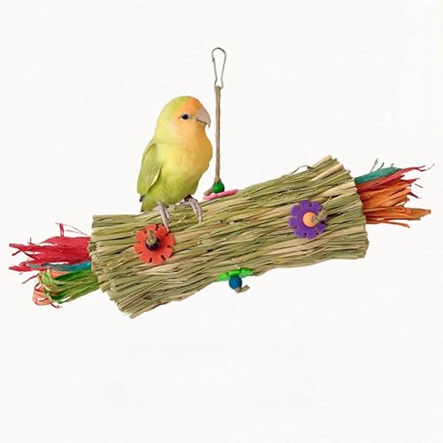 Papageien-Kauspielzeug für kleine und mittelgroße Vögel, 35 cm, natürliche Maisschale und Gras-Seilspielzeug für Nymphensittiche, Lovebirds Wellensittiche, Mönch, Papageien Papageien-Kauspielzeug für kleine und mittelgroße Vögel, 35 cm, natürliche Maisschale und Gras-Seilspielzeug für Nymphensittiche, Lovebirds Wellensittiche, Mönch, Papageien von DAFORERAL