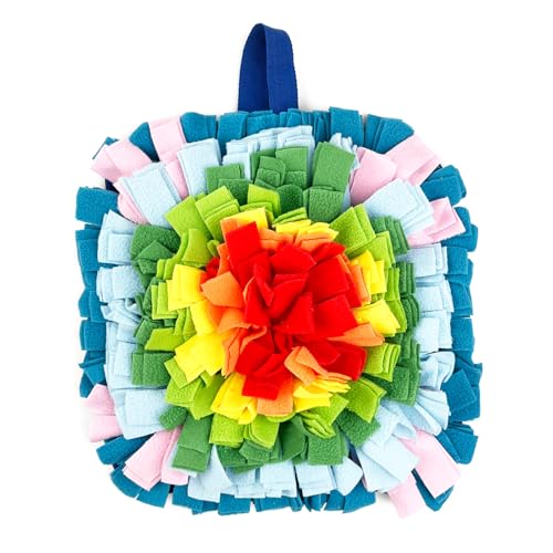 Pet Snuffle Mat Flower Bud Design, waschbare Hundeanreicherungsmatte mit rutschfester Unterseite und Aufhängegurt für Training und langsames Füttern (blau) von DAFORERAL