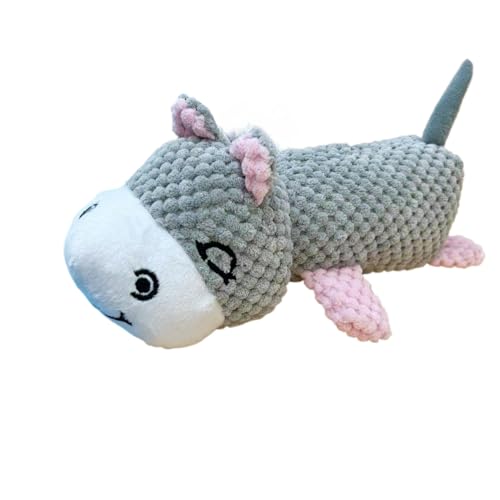 Plüschtier Hundespielzeug mit Quietscher, Ananas Fleece-Stoff zum Kauen und Zahnreinigung, langlebiges Spielzeug zur Linderung von Langeweile für Hunde (Hippo) von DAFORERAL