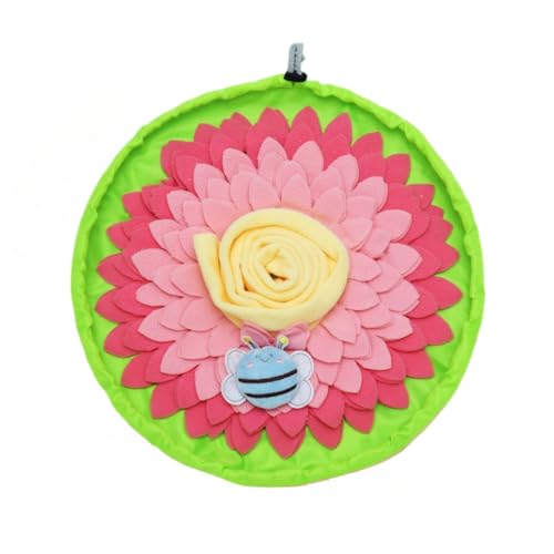 Schnüffelmatte für Haustiere, 39,5 cm, faltbare Futtermatte mit Plüsch-Bienen-Design, langsames Füttern, Puzzle-Spielzeug für Katzen, kleine Hunde und kleine Haustiere, rutschfeste Unterseite (rot) von DAFORERAL