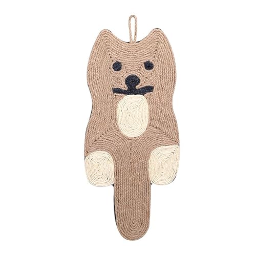 Sisal Kratzmatte Katze mit Kaktus Maus Katzenform Optionen, Wandhängende Kratzunterlage mit Rutschfester Unterseite, Krallenpflege Teppich für Indoor Katzen (Katze) von DAFORERAL