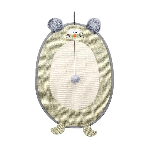 Sisal Kratzmatte Katze mit Kaktus Maus Katzenform Optionen, Wandhängende Kratzunterlage mit Rutschfester Unterseite, Krallenpflege Teppich für Indoor Katzen (Maus) von DAFORERAL