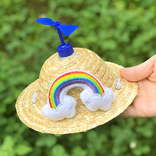 Sommer-Strohhut für Haustiere, niedlicher dekorativer Hut für Katzen und kleine Hunde, Bambus-Libellen-Design, Foto-Requisite, Zwei (A03, S) von DAFORERAL