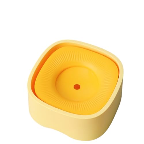 Wassernapf für Hunde und Katzen, schwimmender Wassernapf mit Aktivkohlefilter, Anti-Nass-Mund, 1500 ml abnehmbares Design, leicht zu reinigen (Gelb) von DAFORERAL