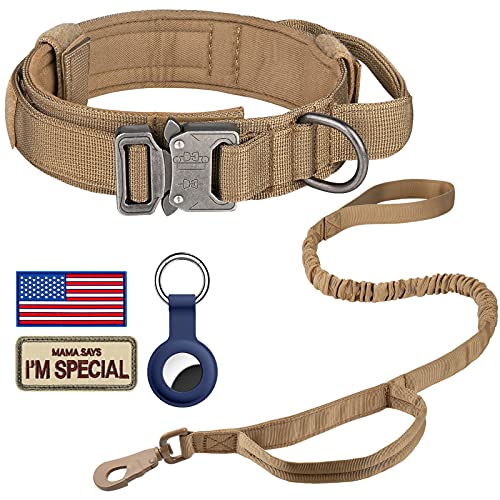 DAGANXI Taktisches Hundehalsband, Verstellbares Militär-Training, Nylon-Hundehalsband mit Kontrollgriff und Schwermetallschnalle für mittelgroße und große Hunde, mit Patches und Airtags-Hülle (XXL, DAGANXI Taktisches Hundehalsband, Verstellbares Militär-Training, Nylon-Hundehalsband mit Kontrollgriff und Schwermetallschnalle für mittelgroße und große Hunde, mit Patches und Airtags-Hülle (XXL, von DAGANXI