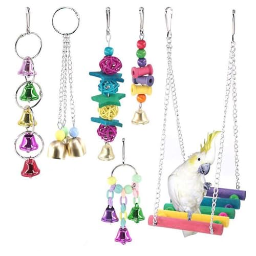 1 x Haustier-Vogelspielzeug-Set, Schaukel, Kau-Trainingsspielzeug, Hängender Käfig, Glocke, Leiter mit Papageien, kleines Spielzeug, Sitzstange, Wellensittich, großes Spielzeug, Vogelspielzeug, großer 1 x Haustier-Vogelspielzeug-Set, Schaukel, Kau-Trainingsspielzeug, Hängender Käfig, Glocke, Leiter mit Papageien, kleines Spielzeug, Sitzstange, Wellensittich, großes Spielzeug, Vogelspielzeug, großer von DAGESVGI