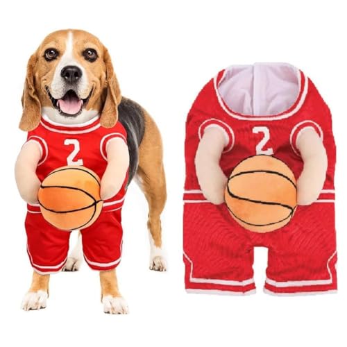DAGESVGI Hunde-Basketball-Kostüm mit Ball, Basketball-Hundekostüm, Halloween-Kostüm, Basketballspieler-Kostüm für Hunde, Cosplay-Outfits, rote Basketball-Anzüge DAGESVGI Hunde-Basketball-Kostüm mit Ball, Basketball-Hundekostüm, Halloween-Kostüm, Basketballspieler-Kostüm für Hunde, Cosplay-Outfits, rote Basketball-Anzüge von DAGESVGI